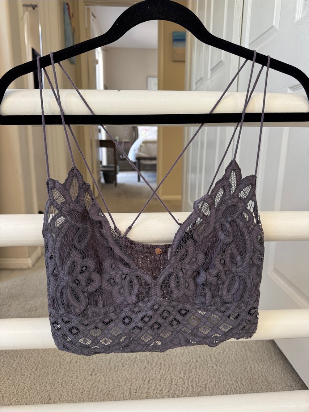 Free People Lace Cropped Bandeau Bralette in Dusty Purple